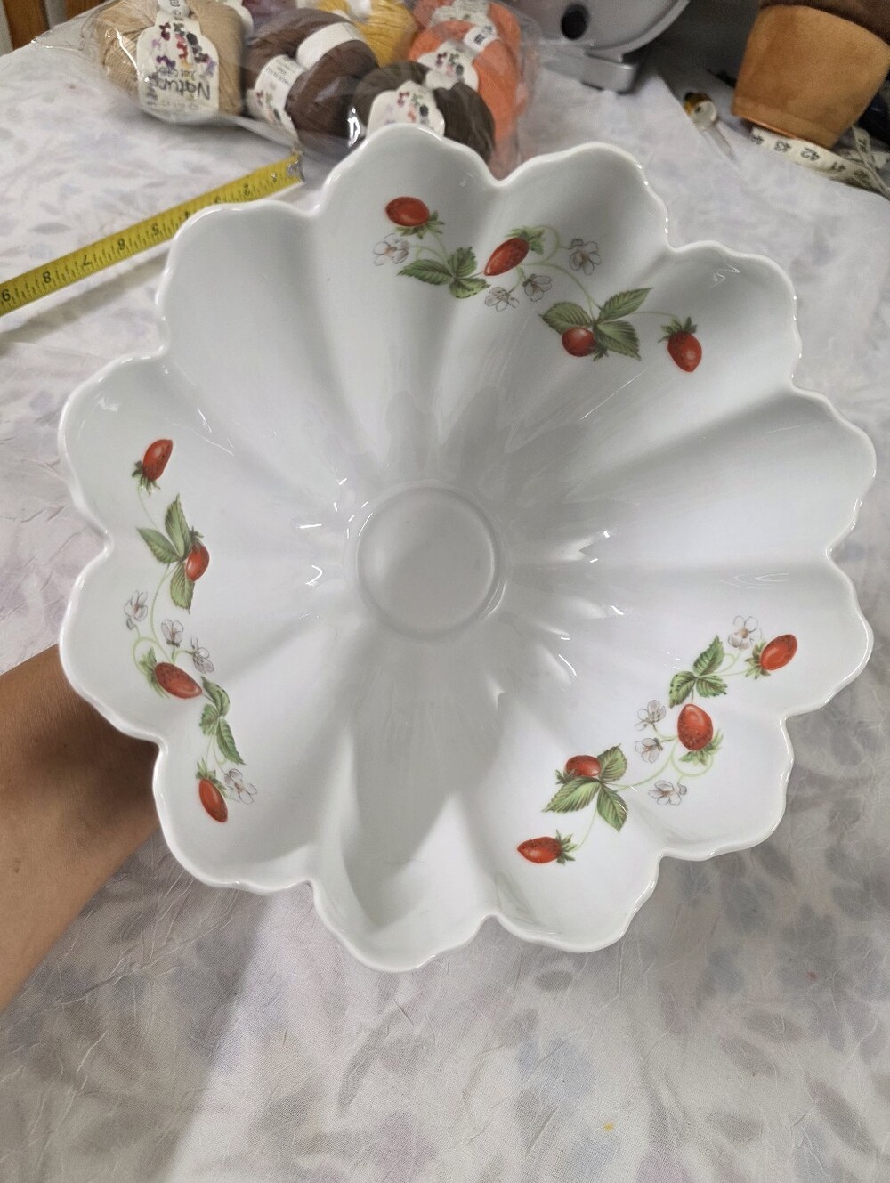 L. Bernardaud Limoges Strawberry  Patterned Footed  Bowl.